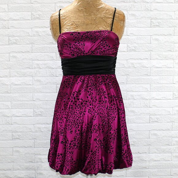SPEECHLESS Dress Prom Leopard Print Flocked Velvet Pink Animal Print Party Small - Picture 1 of 13
